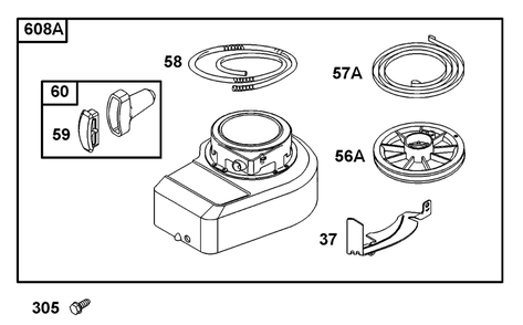 Blower Housing And Rewind Group Diagram and Parts List for 10C902-2033-XX  Briggs and Stratton Engine